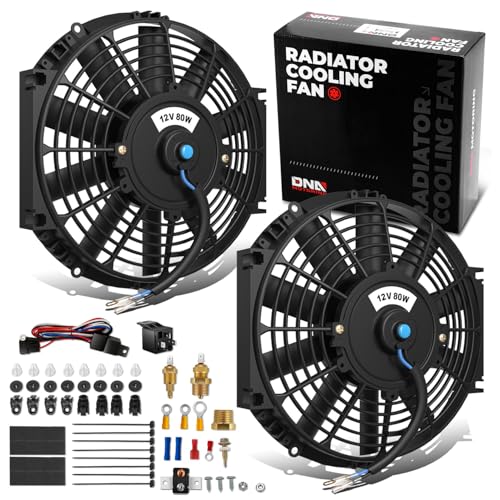 DNA Motoring 2pcs 10Inch Electric Radiator Cooling Fan Thermostat Wiring Switch Relay Kit, Universal...