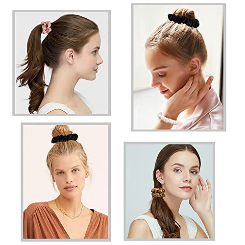 Image of Satin Silk Hair Ties Small Mini Scrunchy for Women Cute Ponytail Holders Mini Bulk Scrunchies Elastic Hair Bands for Thick Curly Hair Pony Tails Hair Ties (12 Pcs)