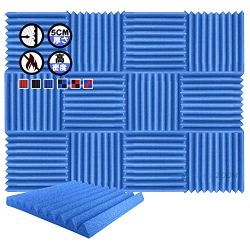 Arrowzoom スーパーダッシュ 新しい 12 ピース 防音 遮音 密度26㎏/m3 作品 吸音材 楽器 緩衝材 防音材 音響泡断熱治療 消音 超強力 騒音 スタジオ 吸音材質 室内装飾 防音対策 500x500x50 mm 縮状態出荷 スタジオレコーディング wedge タイルパネルウェッジサ SD1134 青