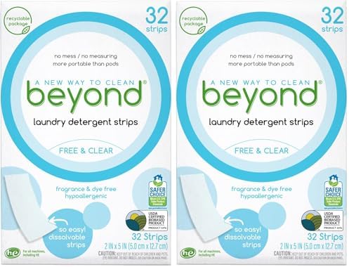 Beyond Laundry Detergent Strips [32 strips] - Free & Clear - Eco-friendly, Hypoallergenic. Travel friendly. Dissolvable Strips.,(Pack of 2) image 3