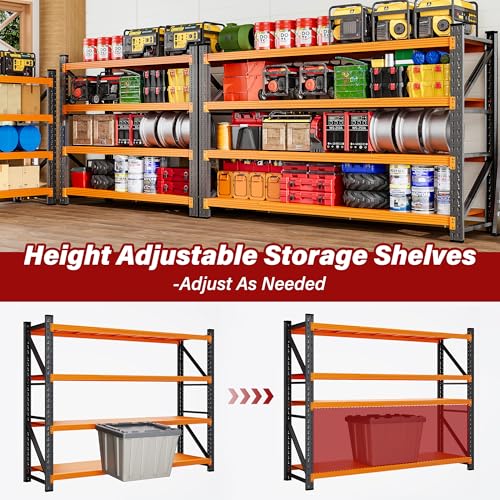 Image of 6000LBS Heavy Duty Garage Shelving Units,79 inch Wide & Deep Storage Shelves,Orange Metal Garage Shelves,Large Storage Rack,Steel Shelf,Industrial Shelving for Shop,Warehouse,79 inch W x 24 inch D x 79 inch H