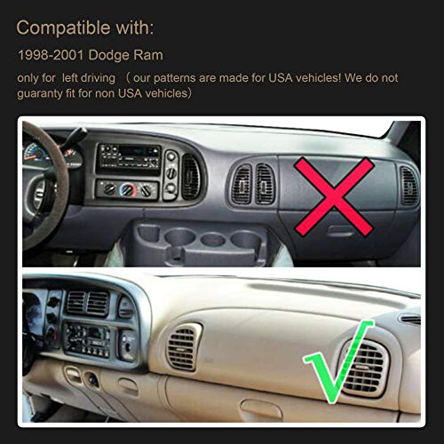 Speedwow Dashboard Dash Board Cover Mat Carpet Compatible With 1998-2001 Dodge Ram #TOP3