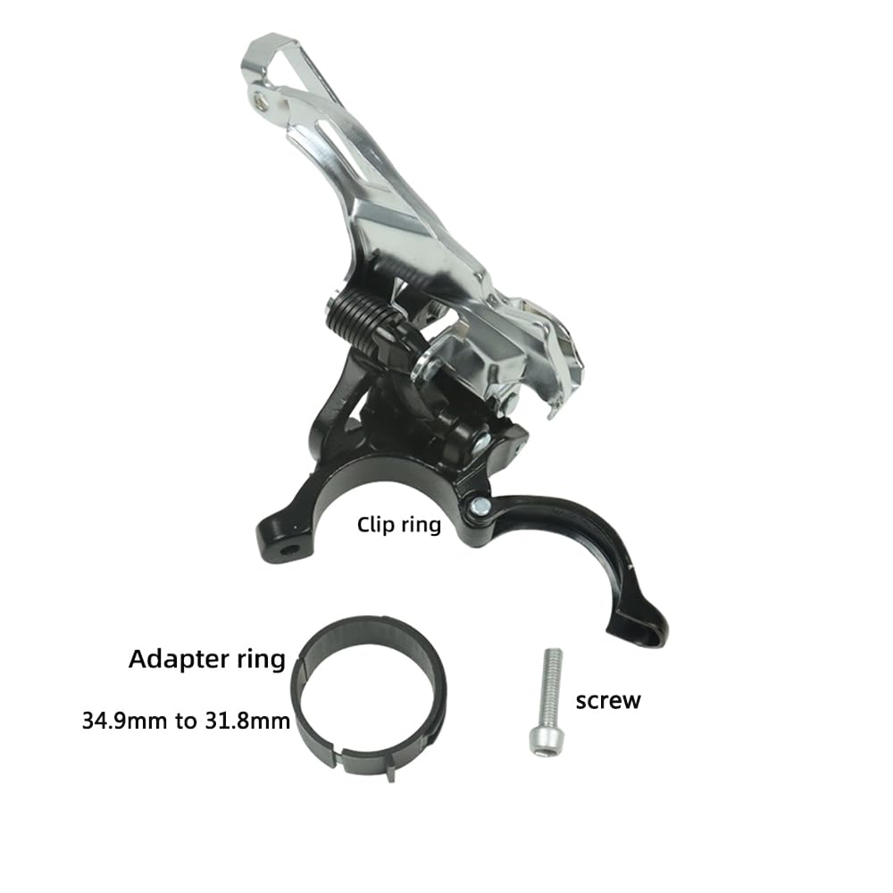CYSKY Dérailleur Avant VTT 3 Plateaux – Double Tirage – Anneaux 31,8mm Ou 34,9mm – Alliage Alu Solide