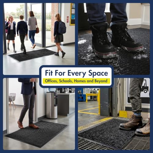 Notrax 109 Industrial Door Mat, 3' x 4' Entrance Mat, Heavy Duty Commercial Rugs for Entryway, Welcome Lobbies, Garage, and Mudroom, Made in the USA, Charcoal Black, Brush Step 109S0034CH by Notrax - Used condition - Image 9