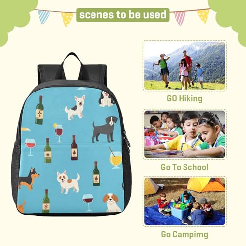 Cartoon Dogs Blue Kids Backpack for Girls Boys Kindergarten School Backpack for Toddler Kids School Bookbag Age 3-63