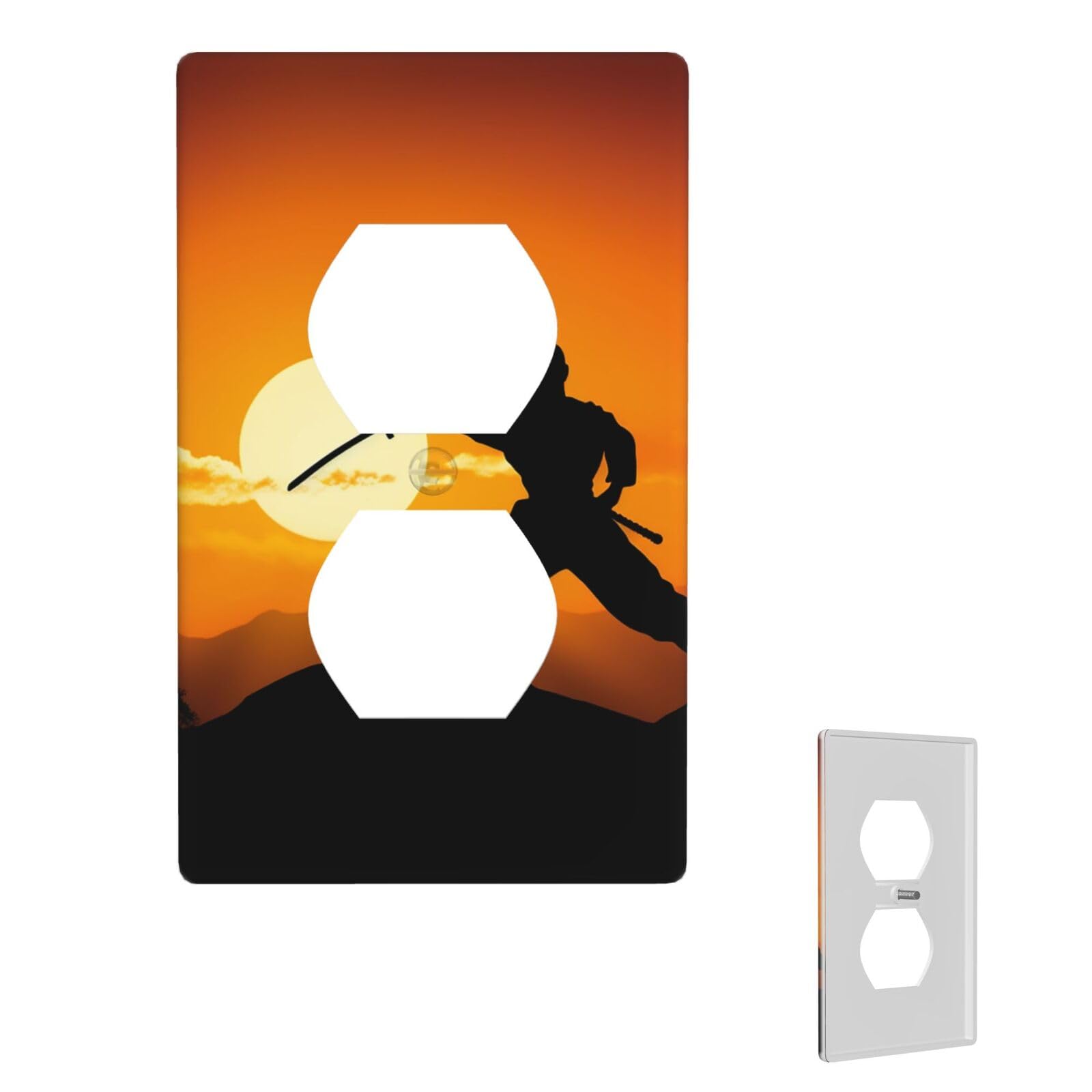 1-Gang Decorator Wall Plate Sun Karate Silhouette Light Switch Cover Single Gang Receptacle Wall Plate Standard Size 4.5" x 2.76" Wallplate Unbreakable Polycarbonate Outlet Faceplates Cover