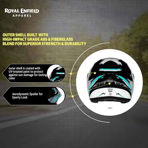 Image of Royal Enfield Stealth MOD Brushed Modular Helmet | Certification: ISI & DOT | Shell Construction: High Impact Grade ABS & Fiberglass Composite | Weight: 1200 + /-50 | Teal L