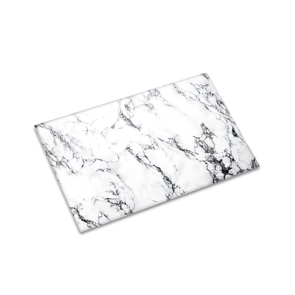 Decorita 10001501001 Beyaz Mermer Görünümlü Cam Kesme Tahtası, 20cm x 30cm