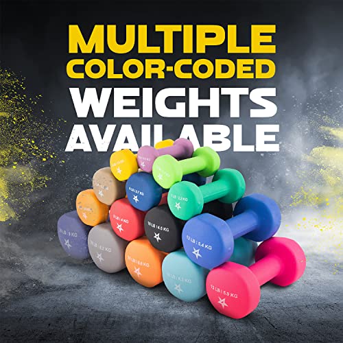 Image of Yes4All Neoprene Coated Dumbbell Hand Weight Sets of 2 - Multiple Weight Options with 15 Colors, Anti-roll, Anti-Slip, Hexagon Shape