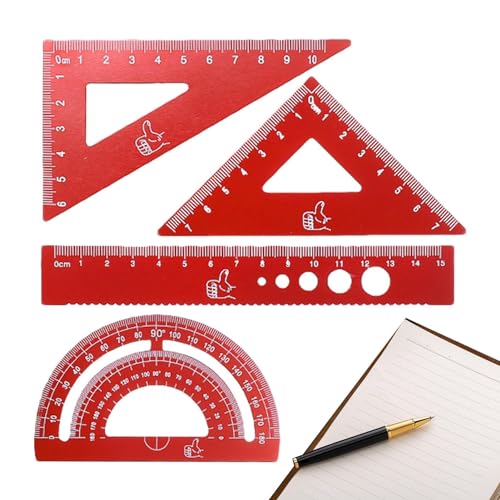 Righelli in metallo, strumenti e kit da disegno portatili per bambini, kit di geometria multifunzionale, pratico set di strumenti matematici per misurare, scrivere, studiare, schizzi
