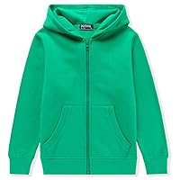 DOTDOG Moletom com capuz unissex infantil de lã escovada macia com zíper para meninos ou meninas (idade 3 – 12 anos), Verde, 7-8 Years
