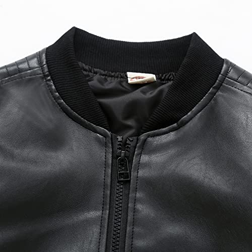 Boys' Outerwear Jackets,Kids Faux Leather Jacket, children's motorcycle Faux leather zipper coat (US, Numeric, 10, Regular, Black)