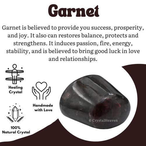 Image of Garnet Cetified Crystal Healing Tumbled Stone, Natural Polished Crystals for DIY Crafts, Manifestation, Meditation, Pooja Feng Shui and Reiki Healing (30 Grams)
