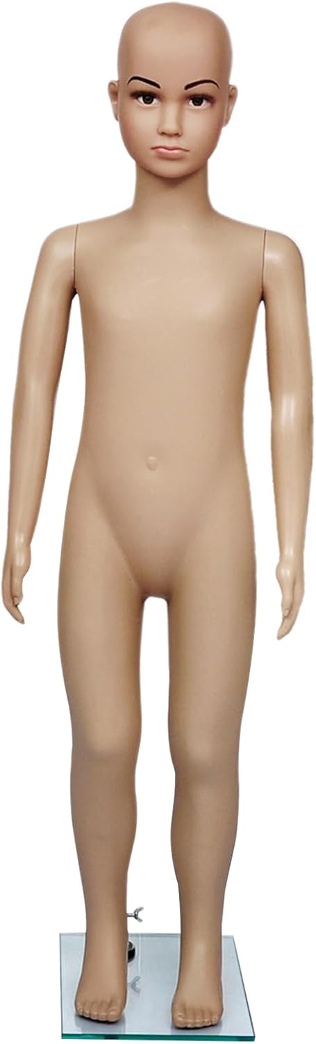 vidaXL Mannequin, Child Mannequin Full Body Realistic with Glass Base, Kids Dress Display Body with Head and Face, Dress Form Mannequin