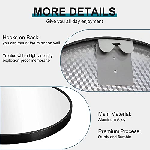 Neutype Arched Wall Mirror, 36"X24" Wall Mirrors For Living Room, Bedroom, Bathroom, Washroom, Hanging Or Leaning Against Wall, Best For Room Decor & Home Decor, Aluminum Alloy Frame, Black #TOP3