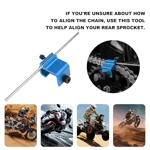 Image of KVAEY Chain Alignment Tool for Motorcycle, 08-0048 Aluminum Sprocket Chain Adjustment Tool, Quick & Accurate Professional Chain Alignment Tool Suitable for ATV Scooter Dirt Bike (Light Blue)