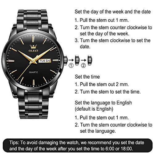 Image of Men's Casual Stainless Steel Watch, Big Face Easy to Read Analog Quartz Watch with Day and Date, Classic Waterproof Diamond Roman Arabic Numerals Dial Dress Watch for Men, Gold Silver Black Band