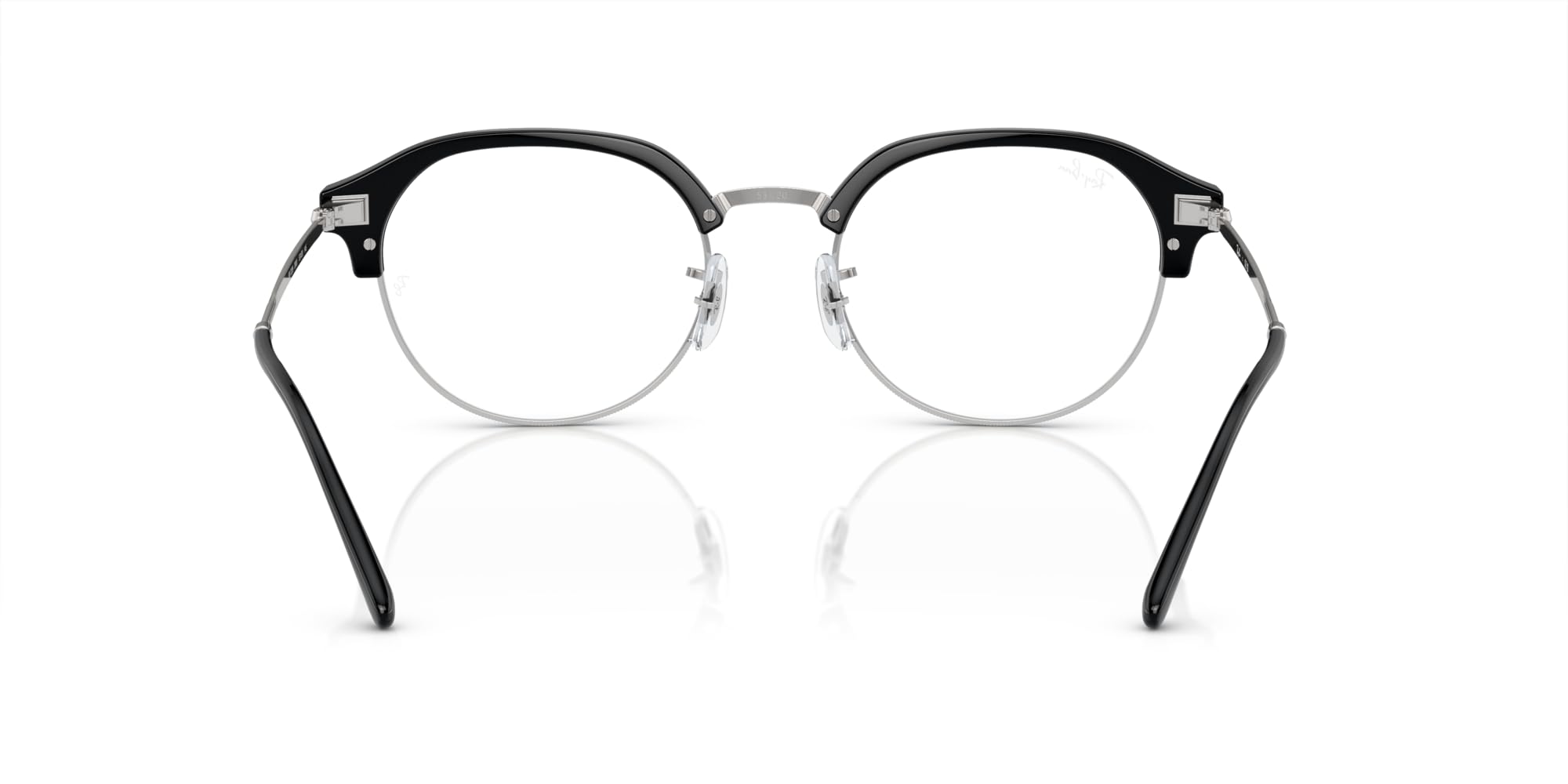Ray-Ban Damskie okrągłe oprawki na okulary korekcyjne Rx7229, Czarny na srebrnym/soczewce demo, 51 mm