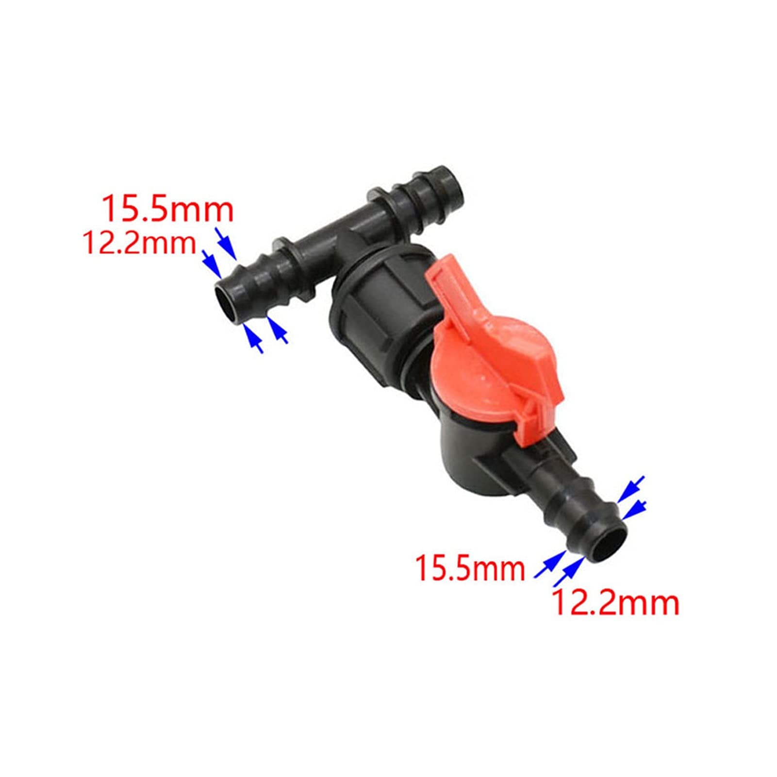 Utility Hose Butt Hose Connector Adapter 12Mm 16Mm 20Mm Pe Pipe Tee with Valve 1/2 3/4" Reducing Garden Faucet Hose Dispenser Drip Irrigation Adapter 1Pc/3I4 * 3I4