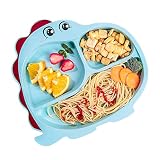 THERDO Toddler Plate and Utensil Set, Divided Baby Plate, Self Feeding Training for Baby, Bamboo Kid
