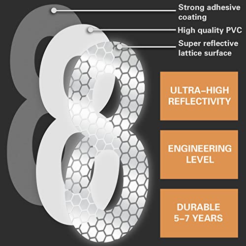 Super Reflective Mailbox Numbers Stickers | Ultra-High Reflectivity | Self-Adhesive Vinyl Stickers | 5 Sets,Total 50 Pcs | Premium Decal Die Cut & Pre-Spaced For Signs, Trucks, House, Outdoor, 2 Inch #TOP1