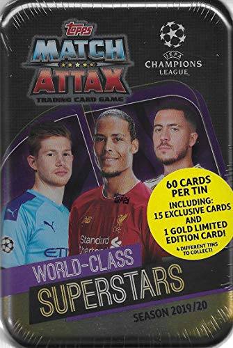 Match Attax 2019 2020 Topps Champions League Soccer Sealed World Class Superstars Mega Collectors Tin with a Limited Edition Kylian Mbappe Gold Card and Exclusive Inserts Including Cristiano Ronaldo