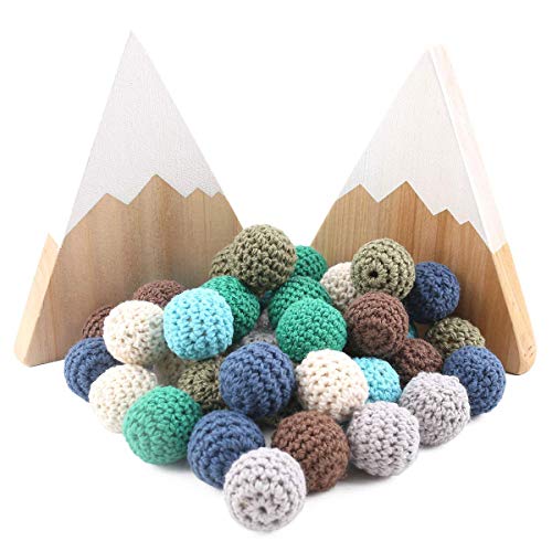 Promise Babe 木製ビーズ 針編み 20mm/50個 ウッドビーズ ハンドメイド素材 ベッドメリー ラトル モービル 手作り用品 誕生日プレゼント ギフト 出産お祝い…