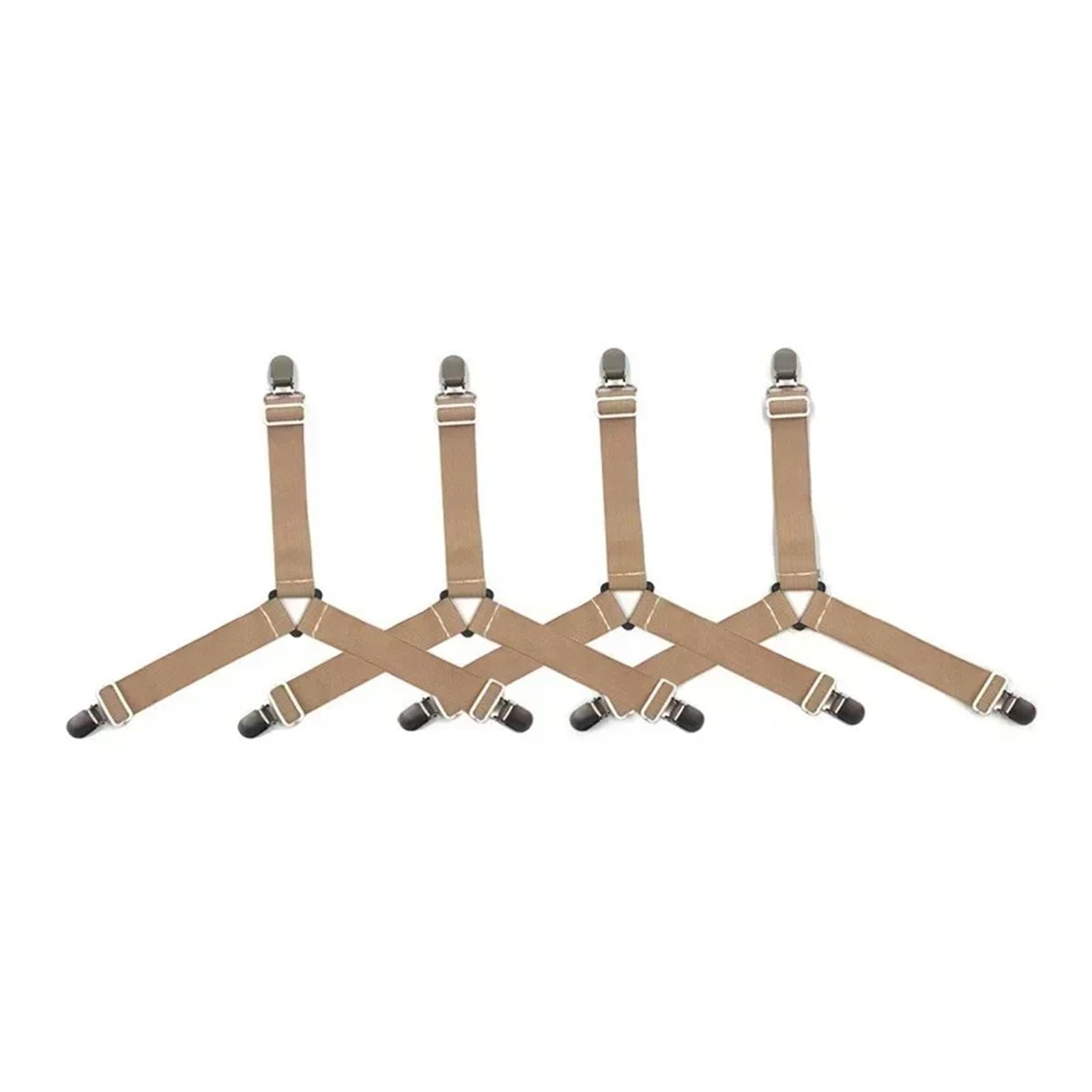SDIUAKBV Bed Sheet Grippers Belt 4Pcs Fastener Bed Sheet Clips Mattress Cover Blankets Holder Home Textiles Organize Gadgets Elastic Grippers Belt For the bedroom(Dark Khaki)