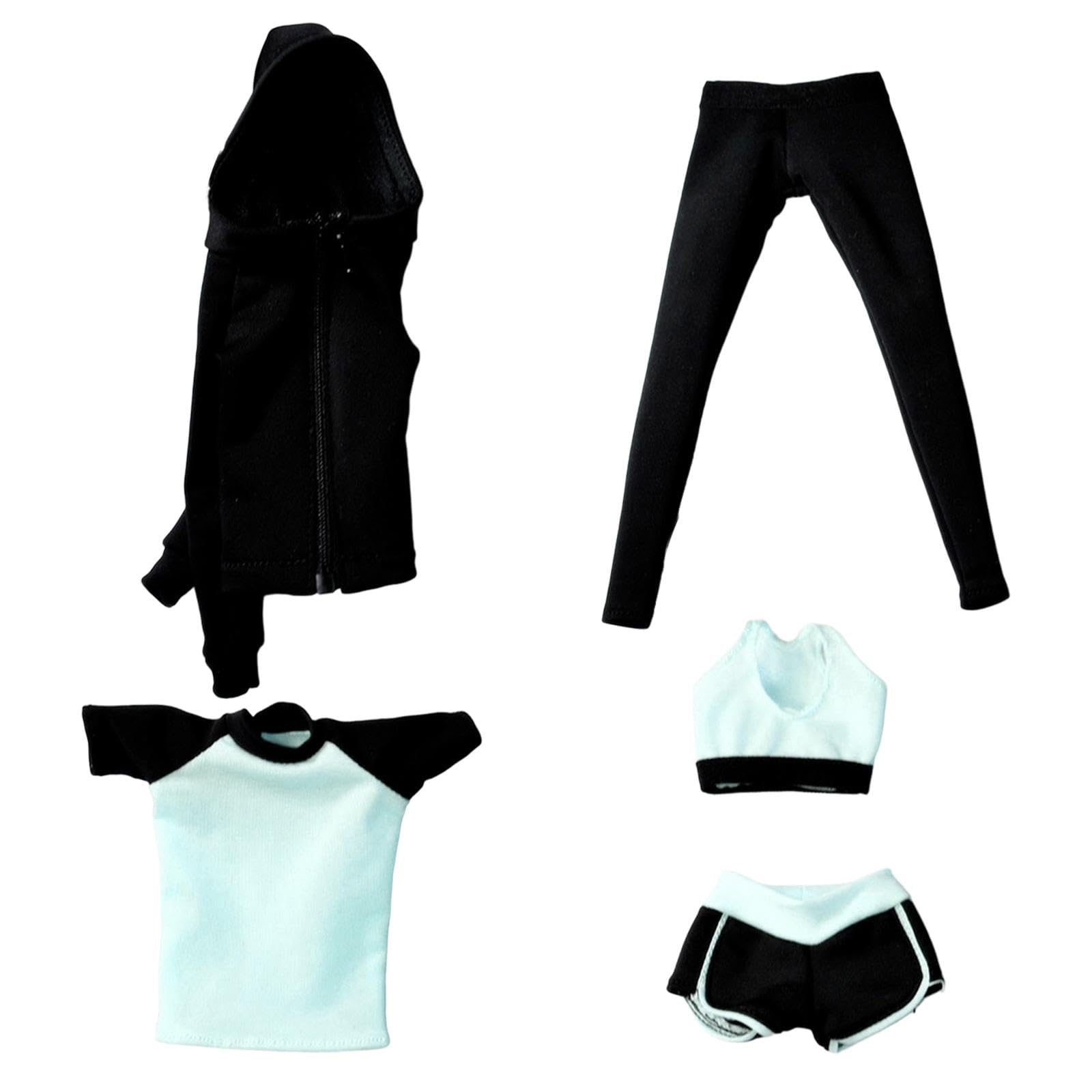 Milageto 5 Piezas Sudadera para Muñeca 1/6 Conjunto Ropa Muñeca Deportiva Ropa para Figura Femenina con Tela Suave Fácil de Poner Y Quitar Adecuado para Colecc, Azul
