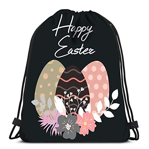 LREFON Mochilas con cordón Huevo de Pascua Feliz Decorado con Diferentes de Viaje Florales