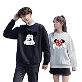 [YOSITOMI] ミッキーミニー 親子服 カップル ディズニートレーナー ペアルック 320 カットソー スウェット 結婚記念日 プレゼント 綿 袖 男女兼用 黒白可愛い 長袖 カジュアルトップス ゆったり グッズ (l, ブラック、ミニー)