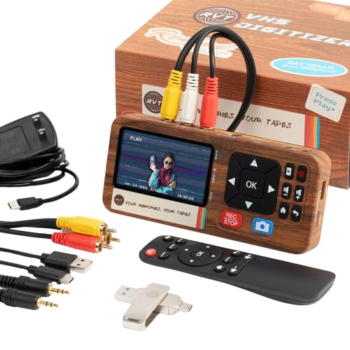 RVT Digitizer 3.0 - VHS to Digital Converter Kit, Video to Digital Recorder Compatible with VHS Tape, VCR, DVR, DVD, Hi8, Mini DV Player, Camcorder, 8mm Cassette Deck - Convert Analog, Incl. 32GB USB