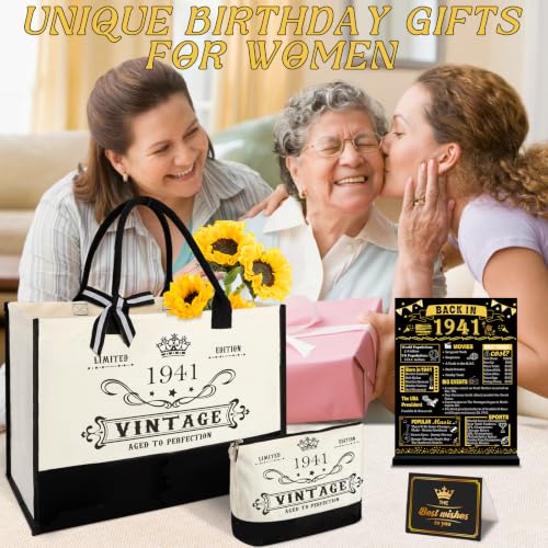 Image of 85th Birthday Gift for Women-Vintage 1941 Canvas Tote Bag,Makeup Bag,Poster