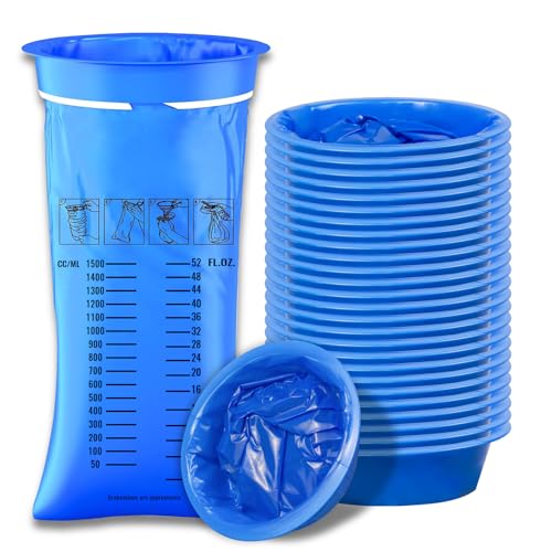 zeyedemo 28PCS Sick Bags Blue High Density Leakproof Odor Control Emesis Vomit Bags for Travel with Snap for Pregnant Women Car Bus or Aircraft