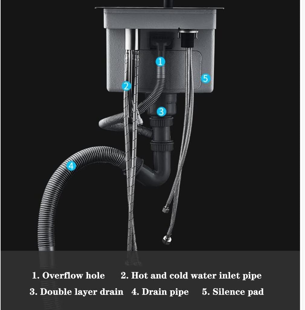 ZR98US Stainless Steel RV Sink - Compact Single Bowl Kitchen Sink with Cover, Siphon and Faucet for Pantry or Bar Use