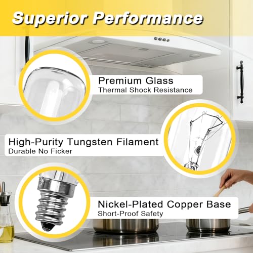 SDRZJX 2PCS T8 E12 120V 40W Light Bulbs Compatible with Whirlpool Broan Range Vent Hood PM250-A PM250-B PM390 PM390-HS PM390S PM390WW RM50000 RM503001 RM503004 Replace#: SB02300264 WP8190806 by SDRZJX - Used condition - Image 3