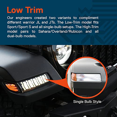 True Mods Led Fender Side Marker Turn Signal Light Kit Compatible W/Jeep Wrangler Jl Gladiator Jt Sport Sport S 2018+ [Amber Sequential] [Dot Fmvss-108 Rated] [Low-Trim] [Plug N Play] - Smoked #TOP5
