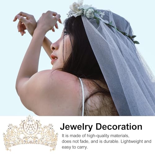 Tiara nupcial de aleación refinada y rhinestone con acabado oro 7