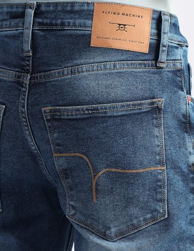Image of Flying Machine Men's Slim Straight Fit Jeans| Solid | Mid Rise | Stretchable | Jeans for Man