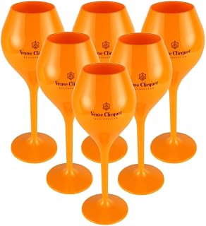 6 x Yellow Trendy Polycarbonate Acrylic Champagne Glasses Swimming Pool Glasses