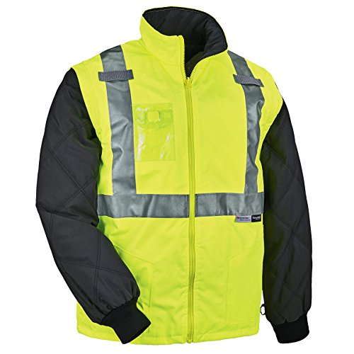 Ergodyne GloWear 8287 High Visibility Reflective Convertible Thermal Vest/Jacket, Medium, Lime