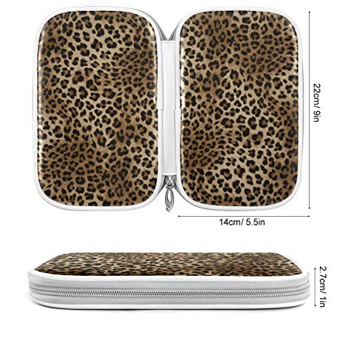 Image of Leopard Print Pencil Bag Case Zipper Pencil Holder Organizer Stationary Pen Bag Cosmetic Makeup Bag Pouch Purse for School Office Supplies