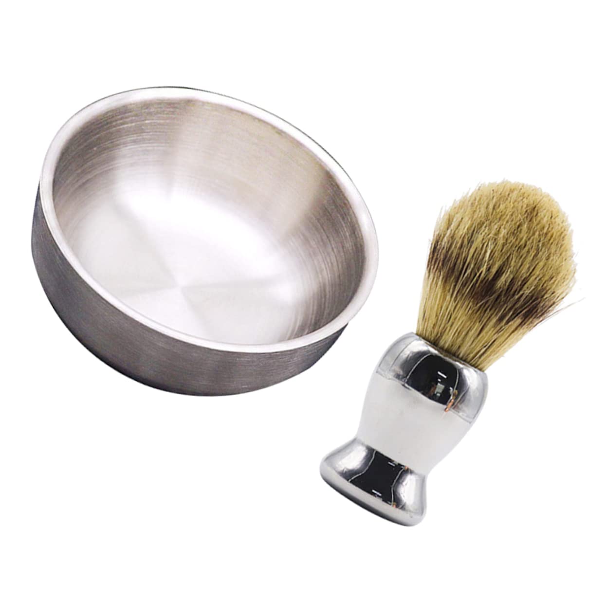 2pezzi Barba Uomo Ciotola Per Sapone in Acciaio Inossidabile e Pennello Da Barba Professionale Strumenti Da Per Uso Domestico