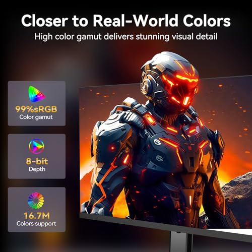 Image of 27 Inch QHD Computer Monitor, 2560 x 1440 2K IPS Panel, 100 Hz, 100% sRGB, 1500:1 Contrast Ratio, HDR10, FreeSync, DisplayPort, HDMI, USB Ports, VESA Mountable for Home Office, Black