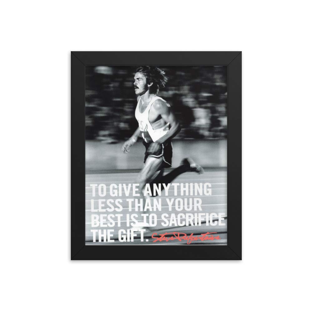 Poster encadré Steve Prefontaine citation running cadre mural noir athlétisme