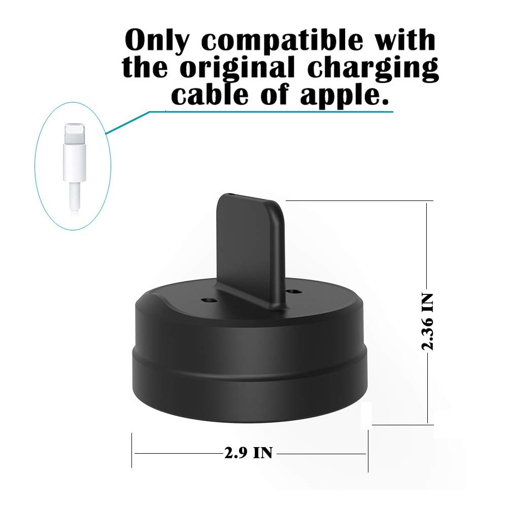2 in 1 Charging Stand Dock Silicone Compatible with AirPods,iPhone Xr/Xs Max/Xs/8/8 Plus/7/7 Plus/6/6s/6s Plus/5/SE【Original Charger & Cables Required-NOT Included】(Black)