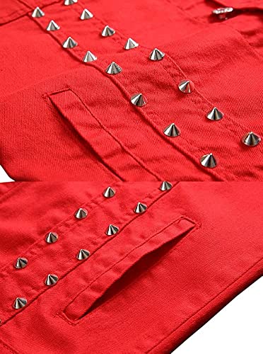 Image of Lazutom Men's Punk Denim Vest Sleeveless Lapel Jean Jackets Waistcoat with Rivets
