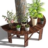 SQXLXDD Wrap Around Tree Bench, Outdoor Curved Wooden Seat Semicircular Backrest Design for Gardens Patios Backyards Lawn