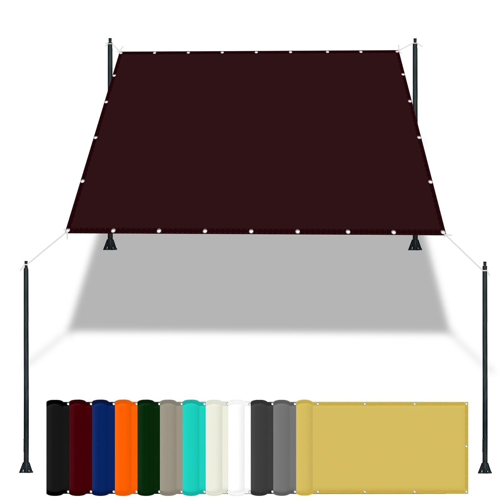 GLDYTVF Right Angle Waterproof Shade Sail 2.2 x 2.4 m Red Wine Patio Canopy with 98% UV Block Free Rope & Fixing Kit Garden Party Sun Shade Sail for Patio 7.2 x 7.9ft