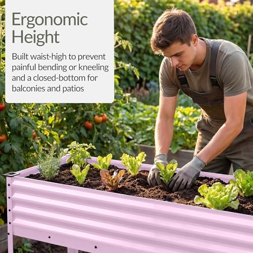 Image of Best Choice Products 48x24x30in Galvanized Raised Garden Bed, Metal Elevated Planter Box, Vegetable Garden for Backyard, Patio, Balcony, 100% Non Toxic Materials - Pink